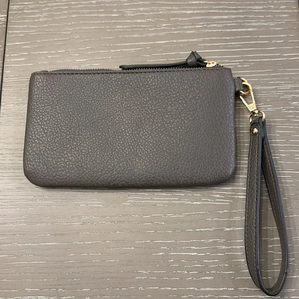 Montana West Clutch Wristlet Vegan Leather Olive Green/Brownish Top Zip EUC